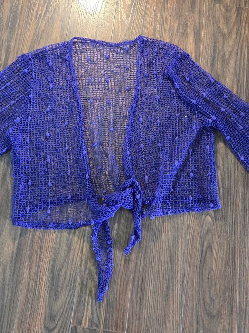 Vintage 70s Boho Style Purple Crochet w/ Sequins Shrug SIZE M/L
